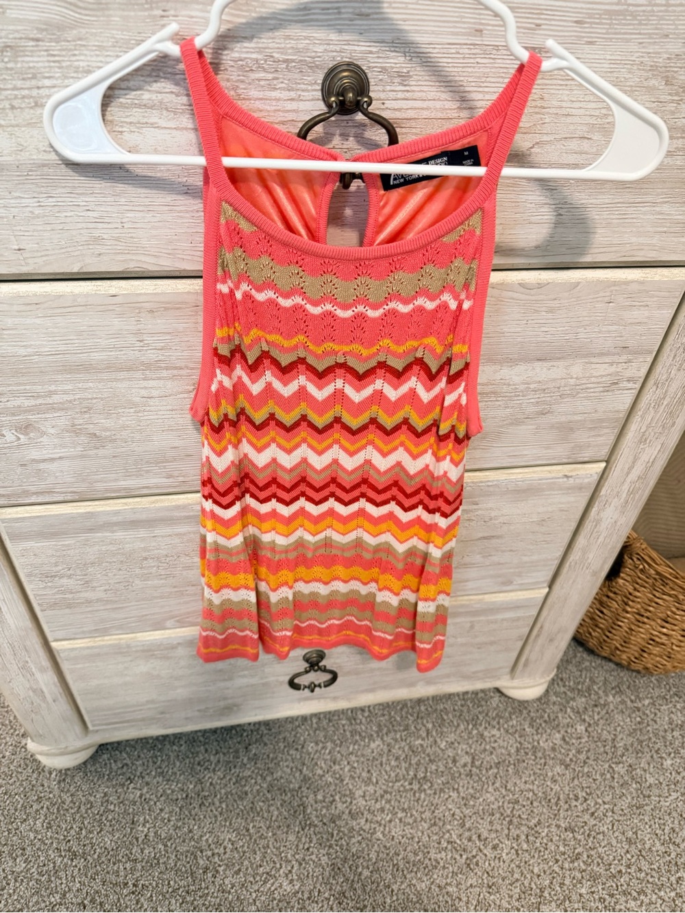 Coral Chevron Knit Tank Top
